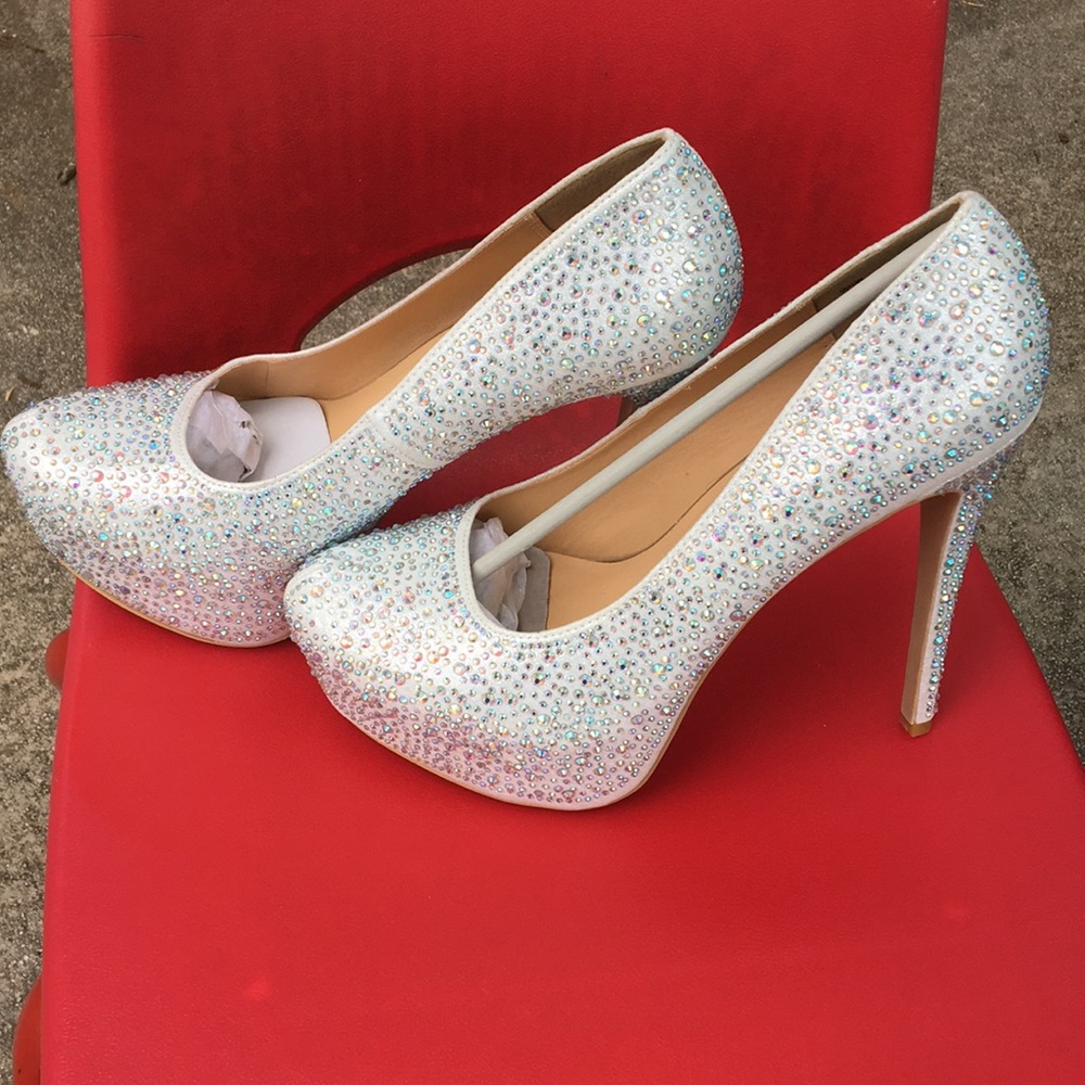 White bling (wedding shoes) 5 1/2 inch heel